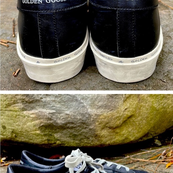 WOMENS GOLDEN GOOSE HI STAR BLACK LEATHER LOW TOP PLATFORM SNEAKERS - 9 Cute - Picture 9 of 10